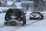 Zwei  Mercedes Spuren im Schnee: AMG Erlkönig Duo im Wintertest: AMG testet  bei SLS Roadster und GL 63 derzeit die Fahreigenschaften auf Eis und Schnee
