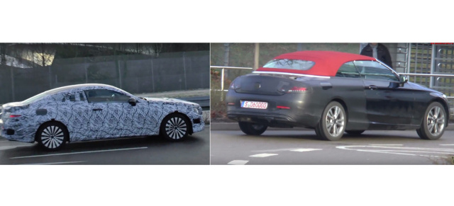 Mercedes-Erlkönig-Duo: C-Klasse Cabrio und E-Klasse Coupé: Spy Shot Videos vom C-Klasse Cabrio A205 und E-Klasse Coupé C238