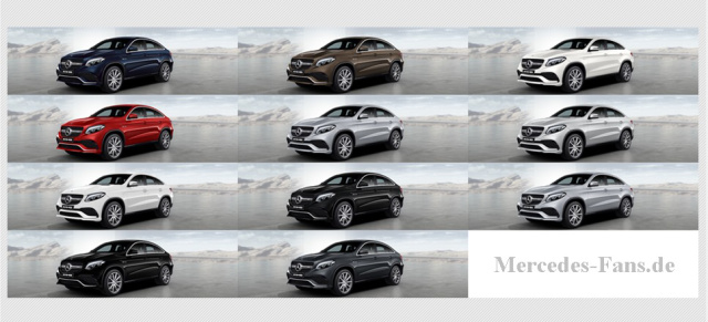 Tolle Elf: Die Farben des Mercedes-Benz GLE Coupé: Nightpaket und Gabe der Farbe für Mercedes SUV Coupé