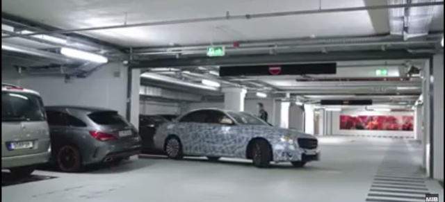 1. Offizielles Video der 2016 Mercedes-Benz E-Klasse: Mercedes-Benz E-Klasse Erlkönig zeigt "Remote Park-Pilot"-Feature
