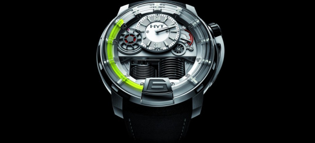 Uhr-Zeit: Sensationelle hydro-mechanische Armbanduhr H1 von HYT: Auf der Baselworld 2012 präsentiert die Schweizer Uhrenmarke HYT einen
innovativen Zeitmesser mit mechanischem Uhrwerk und Flüssigkeitsanzeige.
