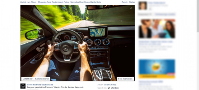 Das erste offizielle Bild des neuen C-Klasse Coupés (C205): Auf Facebook zeigt die Daimler AG den C205