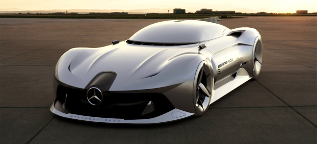 Mercedes von morgen: Vision eines Hypercars mit Stern im Jahr 2040  : Blick ins Jahr 2040:  „ W196 R Streamliner“ zeigt ein visionäres Mercedes-Hypercar