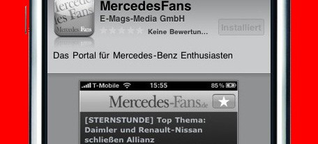 Neuigkeiten zur Mercedes-Fans-App!: Der Fehler ist behoben!