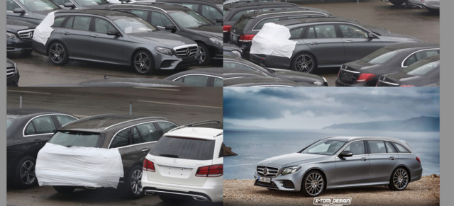 Erlkönig erwischt: Mercedes-Benz E-Klasse T-Modell S213: Neue Erlkönig-Bilder und Rendering vom kommenden Mercedes E-Klasse Kombi 