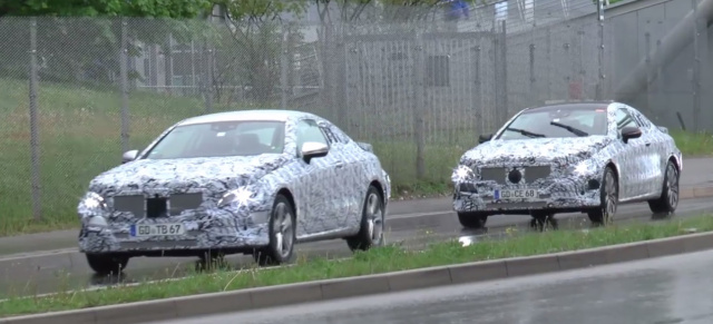 Erlkönig erwischt: Mercedes E-Klasse Coupe: Spy Shot video:  E-Klasse Coupé C238-Testwagen fahren Kolonne