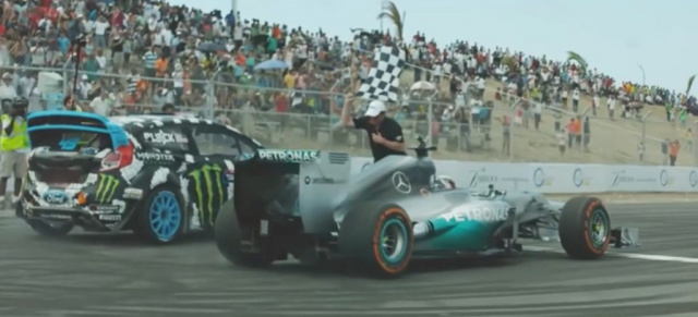 Rivalen der Rennbahn: Ken Block vs. Lewis Hamilton (Video): Der Mercedes F1-Pilot trat gegen den Driftkönig  in einer Wettfahrt bei der die Fetzen fliegen  an