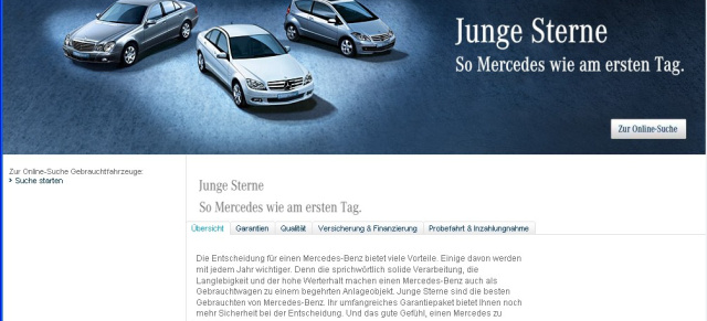 Junge Sterne: Mercedes-Benz Gebrauchtwagen: Mercedes-Benz erweitert mit der neuen Marke "Junge Sterne" das Qualitätsversprechen für seine Pkw-Gebrauchtwagen. 
