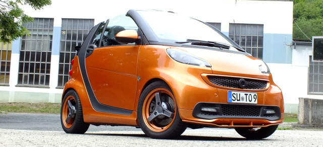 smart fortwo: Vitamin C für die Straße: Orangefarbenes Cabriolet (Baureihe 451) mit Saft und Kraft