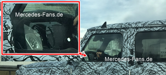 Mercedes-Benz G-Klass Erlkönig: Blick ins Interieur: Spy Shot: Der Innenraum der kommende G-Klasse kriegt die Düse