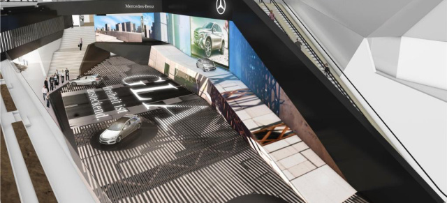 IAA 2013: Der Stand  von Mercedes-Benz: Urban Experience" lautet das Motto für den Markenauftriitt von Mercedes-Benz auf der 65. Internationalen Automobilausstellung