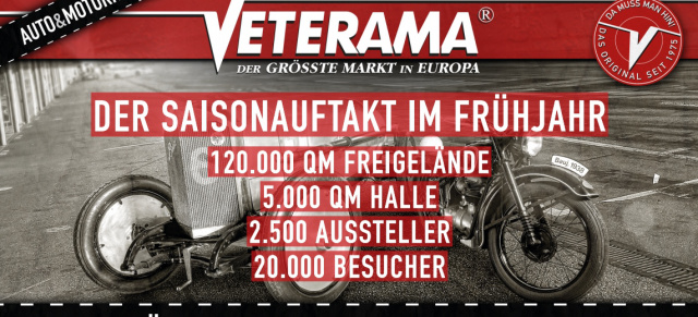 VETERAMA Hockenheim – 20. - 22. März: Schraubermarkt für Auto und Motorrad 