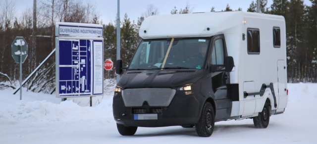 Mercedes-Sprinter-Erlkönige erwischt: Spy Shot: Hymer-Reisemobil auf Basis Mercedes-Benz Sprinter