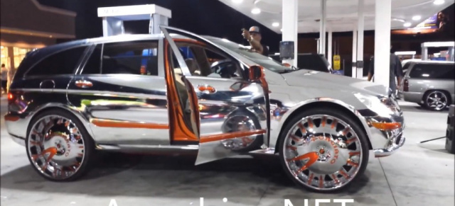 Übertrieben: Voll verchromte Mercedes R-Klasse auf 30-Zöllern (Video): Größer und glänzender kam die Mercedes Großraumlimousine noch nie ins Rollen