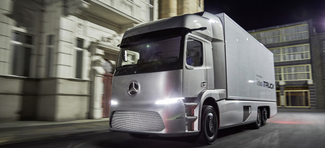 Die Revolution kommt lautlos in die Stadt: Premiere für Mercedes-Benz Urban eTruck : Mercedes revolutioniert den Gütertransport in der City: emissionsfrei, leise und vernetzt 