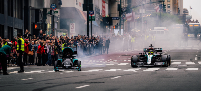 Demo-Run im Silberpfeil djurch "Big Apple": Lewis Hamilton ballert im Formel 1 durch New York