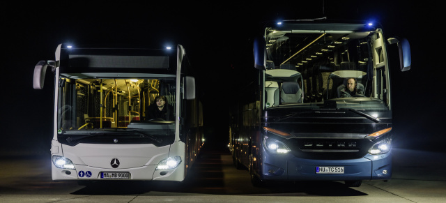 Integrierte LED-Hauptscheinwerfer für Setra Reisebusse und den Mercedes-Benz Citaro : Optimales weißes LED-Licht für mehr Sicherheit bei Stadt- und Reisebussen
