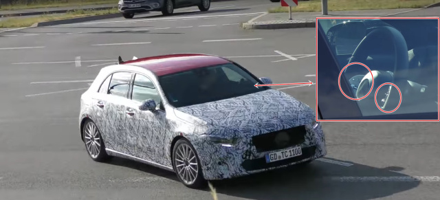 Mercedes-Benz Erlkönig erwischt: Blick in den Innenraum!: Spy Shot Video: Neue A-Klasse-Generation W177 mit weniger Tarnung gefilmt