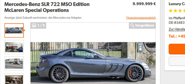 Mercedes- Klassiker for sale: Was für ein Angebot: Seltener Mercedes-Benz SLR 722 MSO Edition für 10 Millionen €