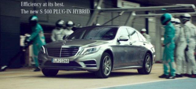 Video: Mercedes-Benz Effizienz TV-Kampagne "The Best": Technologietransfer : Vom Rennsport auf die Straße - Und schauen Sie mal wer da gemeinsam im S500 Plug-In Hybrid sitzt! 