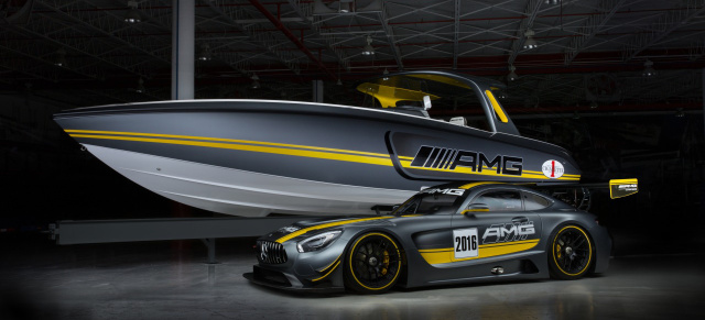 Neues Speedboot im Mercedes-AMG GT3 Style: Mercedes-AMG GT3 Ahoi! Cigarette Racing präsentiert neues AMG GT3 inspiriertes Speedboot 