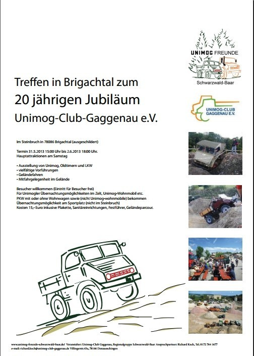 Jahrestreffen zum 20. jährigen Bestehen des Unimog-Club-Gaggenau 
