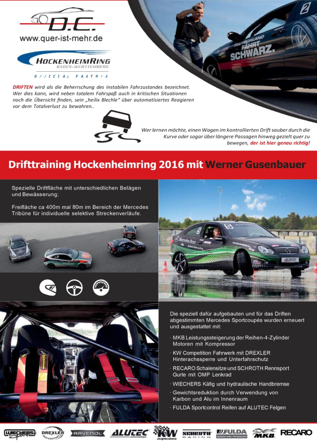 Drifttraining am Hockenheimring mit Werner Gusenbauer