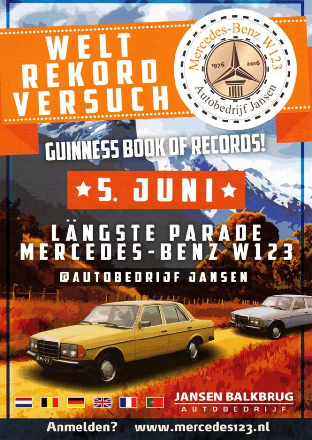 Längste Parade von Mercedes-Benz W123