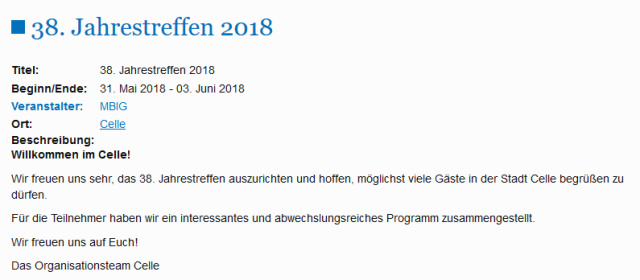 MBIG 38. Jahrestreffen 2018