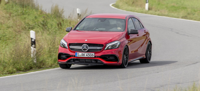 Fahrbericht: Mercedes-AMG A45: Zusammen mit der Mercedes-Benz A-Klasse justiert AMG auch den A 45 etwas nach. Bleibt der kleine AMG auch nach der Mopf die Kompakt-Rakete Nr.1?