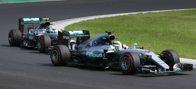 Formel 1 Grand Prix von Ungarn in Budapest, Rennen: Doppelsieg für Silber, Hamilton besiegt Rosberg und führt erstmalig in der WM!