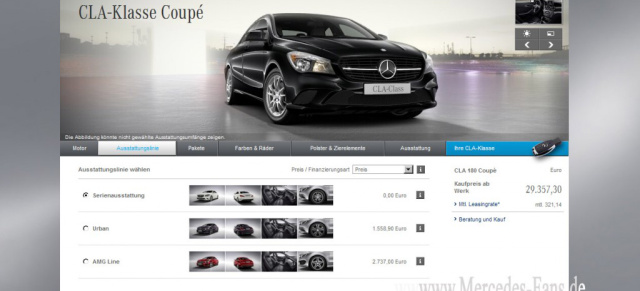 Wünsch Dir das: Online-Konfigurator für Mercedes CLA: Den persönlichen Traum-CLA aus Aussattungslinien und Zubehörprogramm am Bildschirm zusammenstellen
