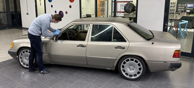 American Star für die Redaktion: Ein zweiter Frühling für den geölten Blitz!: Teil 12) Dank Glasurit und Krüger Classic zum neuen Lack: Welche Farbe bekommt der Mercedes-Benz 400E (W124)?