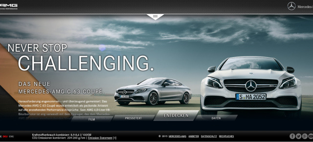 Mercedes-AMG C63 Coupé: Webspecial: Die dynamischste C-Klasse aller Zeiten online erfahren