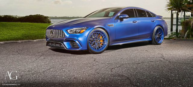 Radgeber: Mercedes-AMG GT 63S 4-Türer-Coupé: Individudell verfeinert: schönes Bicolor-Finish-Schuhwerk für  den viertürigen AMG-GT