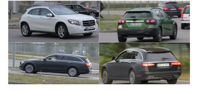 Mercedes-Benz Erlkönig Doppelpack: Spy-Shot-Video-Duo:  Mercedes GLA Facelift und E-Klasse All Terrain