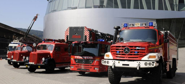 Feuer und Flamme fürs Mercedes-Museum: Themenschwerpunkt Feuerwehr mit Treffen historischer Feuerwehrfahrzeuge im Mercedes-Museum vom 03.-08.08.2010