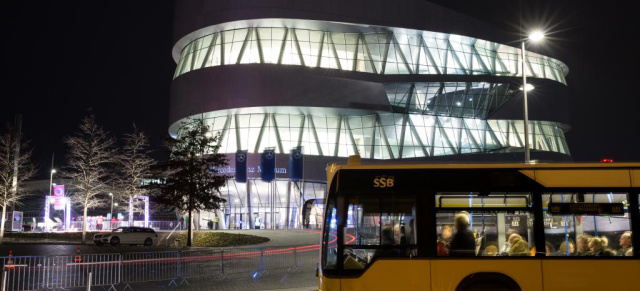 Nachts im Mercedes-Benz Museum - am 14.03.2015:  Ein Programm für alle Sinne bietet das Mercedes-Benz Museum bei  Stuttgarter „Langen Nacht der Museen“.