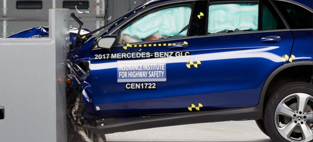 "Safety Pick+": Mercedes GLC mit Top-Crashtest-Ergebnis beim IIHS-Test: Der GLC ist sichererer: Höchstmögliche Bewertung für das Mercedes SUV  beim härtesten Crash-Test der Welt