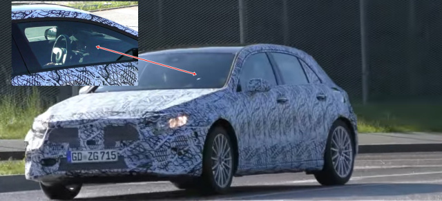 Erlkönig erwischt: Erste Bilder vom Innenraum der neuen Mercedes A-Klasse: Spy Shot Videos: Die neue Mercedes-A-Klasse W177 gestattet einen Einblick