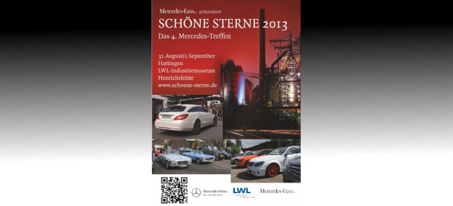 Das Mercedes-Treffen: SCHÖNE STERNE 2013 in Hattingen: Jetzt vormerken! Der neue Termin für das große Mercedes-Treffen steht: Jetzt am 31.08./01.09. 2013 in Hattingen