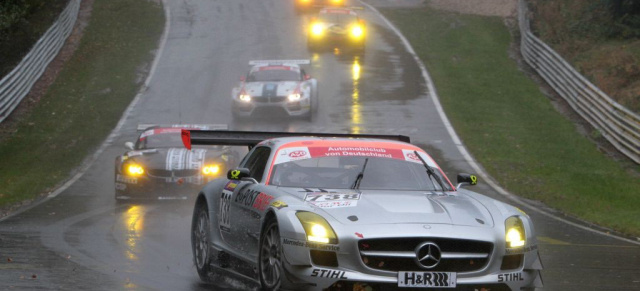 Mercedes SLS AMG siegt beim VLN!: Erster Langstrecken-Sieg in der Eifel seit 1998: Thomas Jäger (München) und Christopher Haase gewinnen beim VLN am Nürburgring