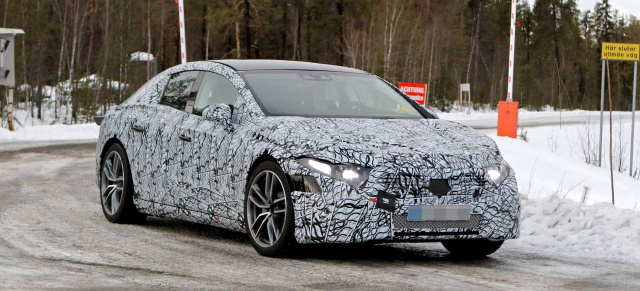 Mercedes-EQ Erlkönig erwischt: Spannende Wintertests: Mercedes-EQS-Prototypen am Polarkreis