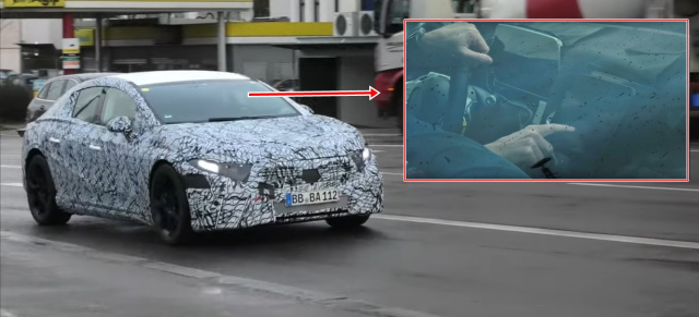 Mercedes EQ Erlkönig erwischt: EQS Inside:  Spy-Shot-Video zeigt Armaturenbrett vom kommenden EQS