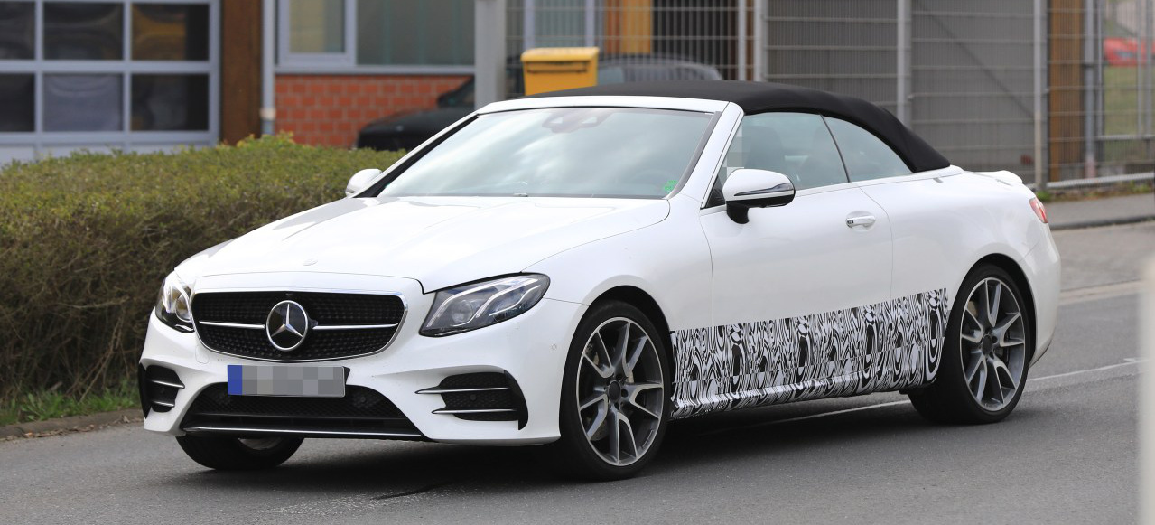 Mercedes Benz Erlkonig Erwischt Star Spy Shot Mercedes Amg E43 Cabrio Und Coupe Mit Geringer Tarnung Performance Mercedes Fans Das Magazin Fur Mercedes Benz Enthusiasten