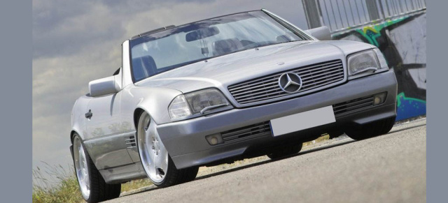 Mercedes 500SL: R129 Roadster Klassiker mit Feintuning: Dezent getrimmt präsentiert sich der 92er Mercedes 500SL in Tageslicht tauglicher Form