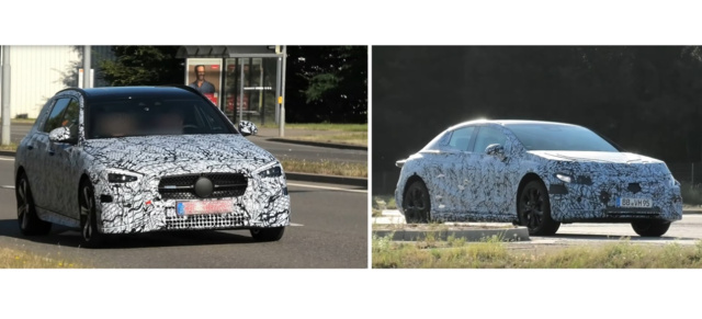 Mercedes-Benz Erlkönige erwischt: Spy-Shot-Double-Feature: Mercedes C-Klasse T-Modell S206 & EQE gefilmt