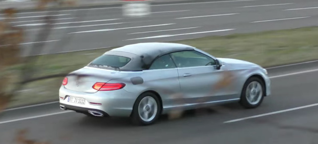 Mercedes-Benz Erlkönig erwischt: Spy Shot Video: Mercedes-Benz C-Klasse Cabriolet MopF mit leichter Tarnung