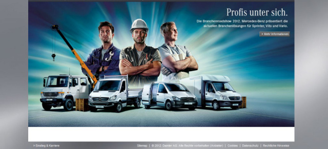 "Profis unter sich":  Mercedes Transporter auf Deutschlandtournee: Die Mercedes-Benz Transporter Branchenroadshow von März bis September 2012 auf Deutschlandtour