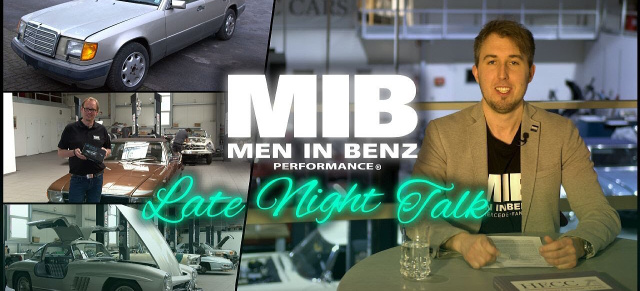 Exklusive Einblicke in die große Welt des Sterns: 400E-Projekt, EQA, Autodiebstahl, 190 SL & SCHÖNE STERNE / Pilotfolge: Premiere: Der erste MIB-Men In Benz Late Night Talk